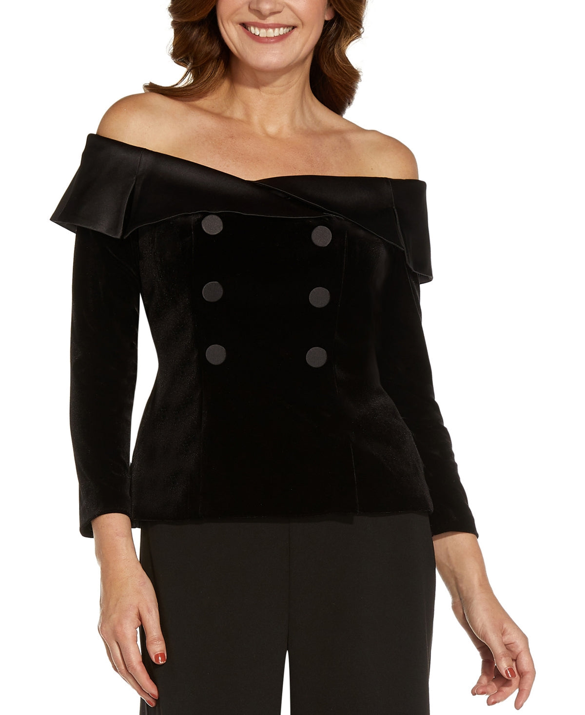 Adrianna Papell Velvet Off-The-Shoulder Top Size M by Steals