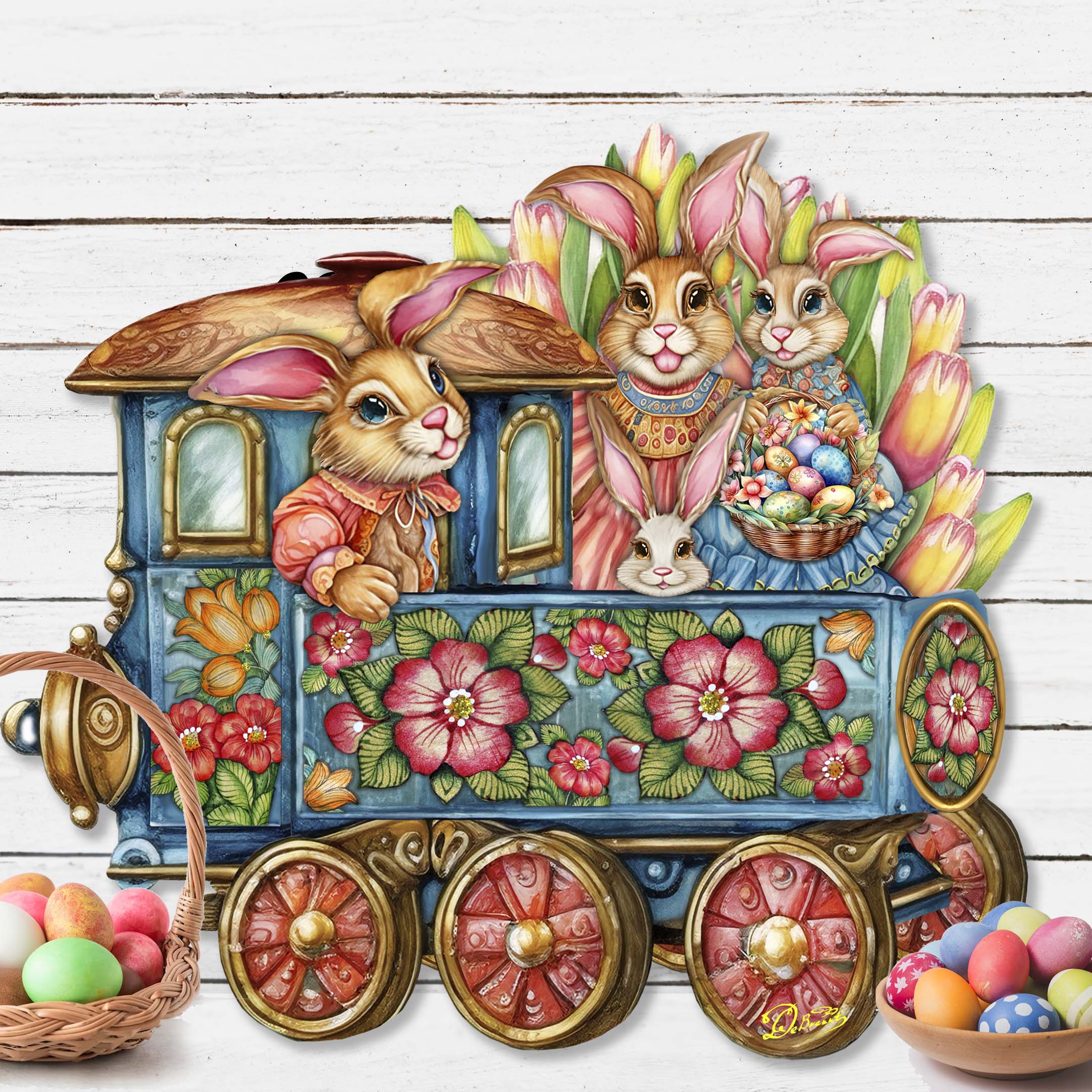 Easter Bunny Train Holiday Door Decor by G. Debrekht - Easter Spring Decor - 8652781H