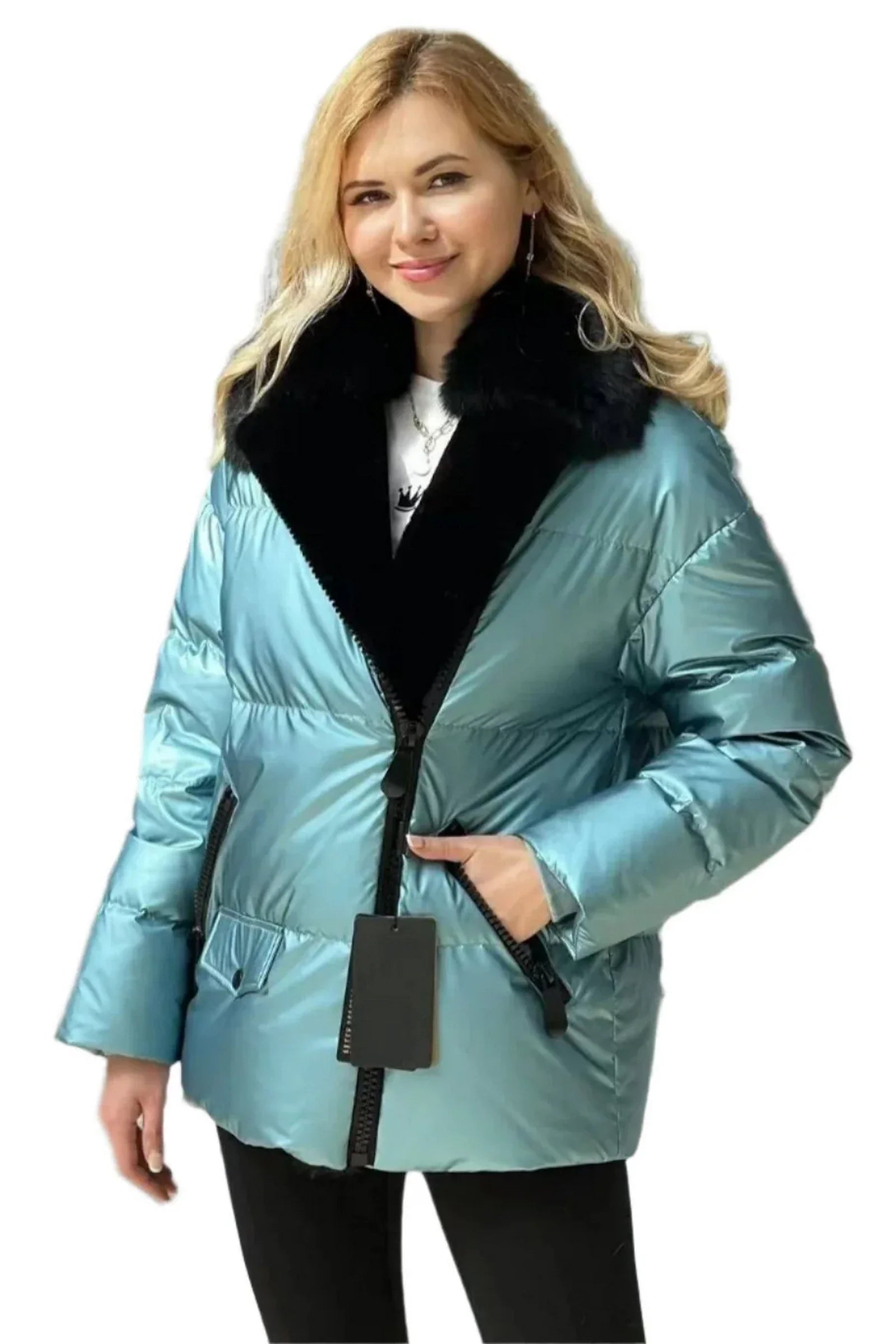 Genuine Polar Fox Fur Down Fill Water-Repellent Coat