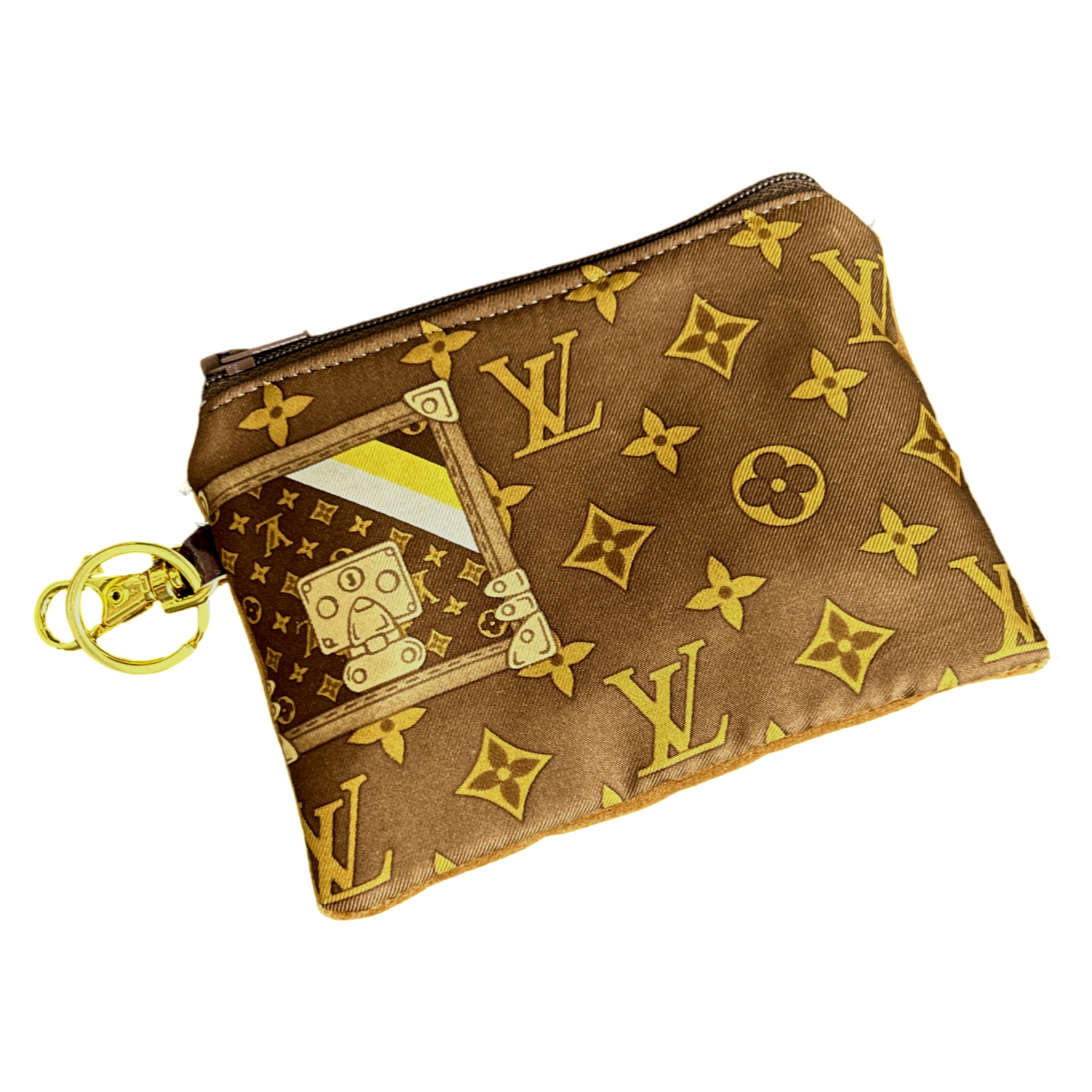 Monogram Luggage Vintage Silk Scarf Coffee Run Keychain Bag