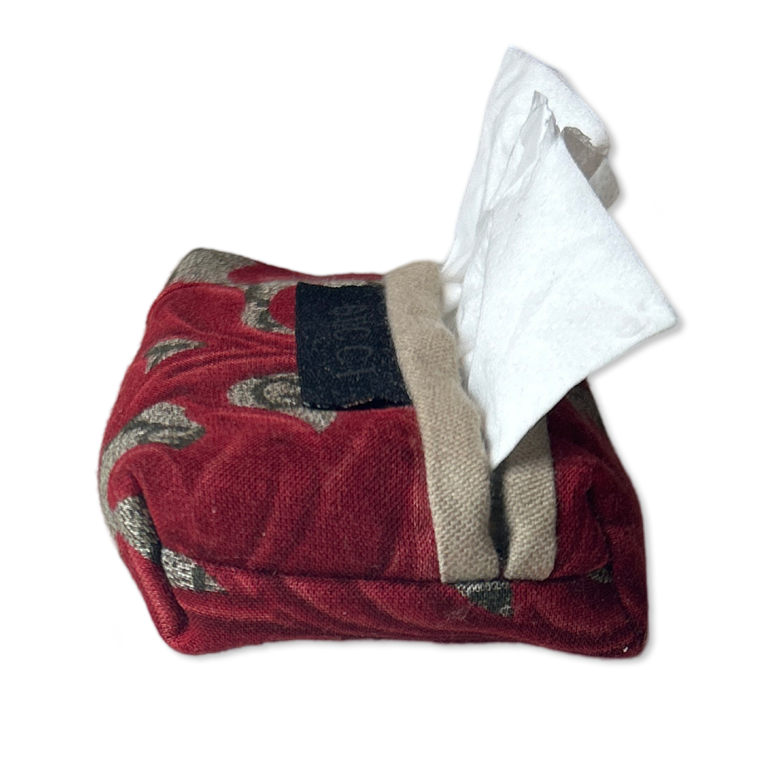 GG Logo Arabesque Red Vintage Scarf Travel Tissue Pouch