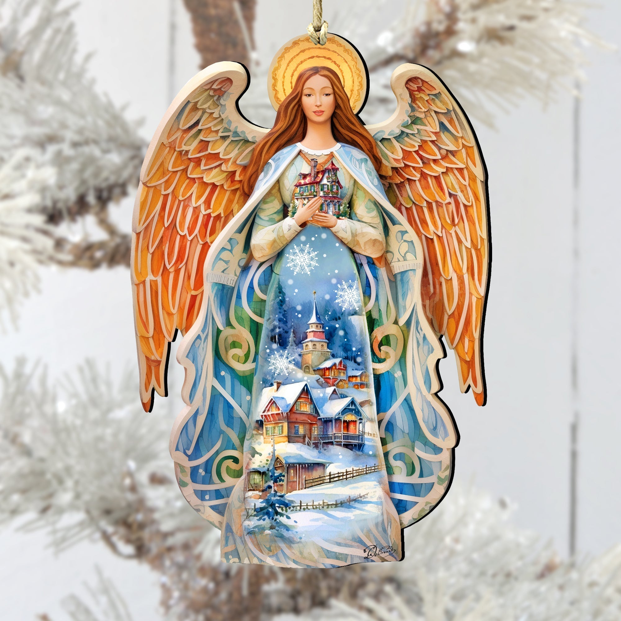 Blessing Home Angel Wooden Ornaments by G. DeBrekht Nativity Holiday Decor - 8611021