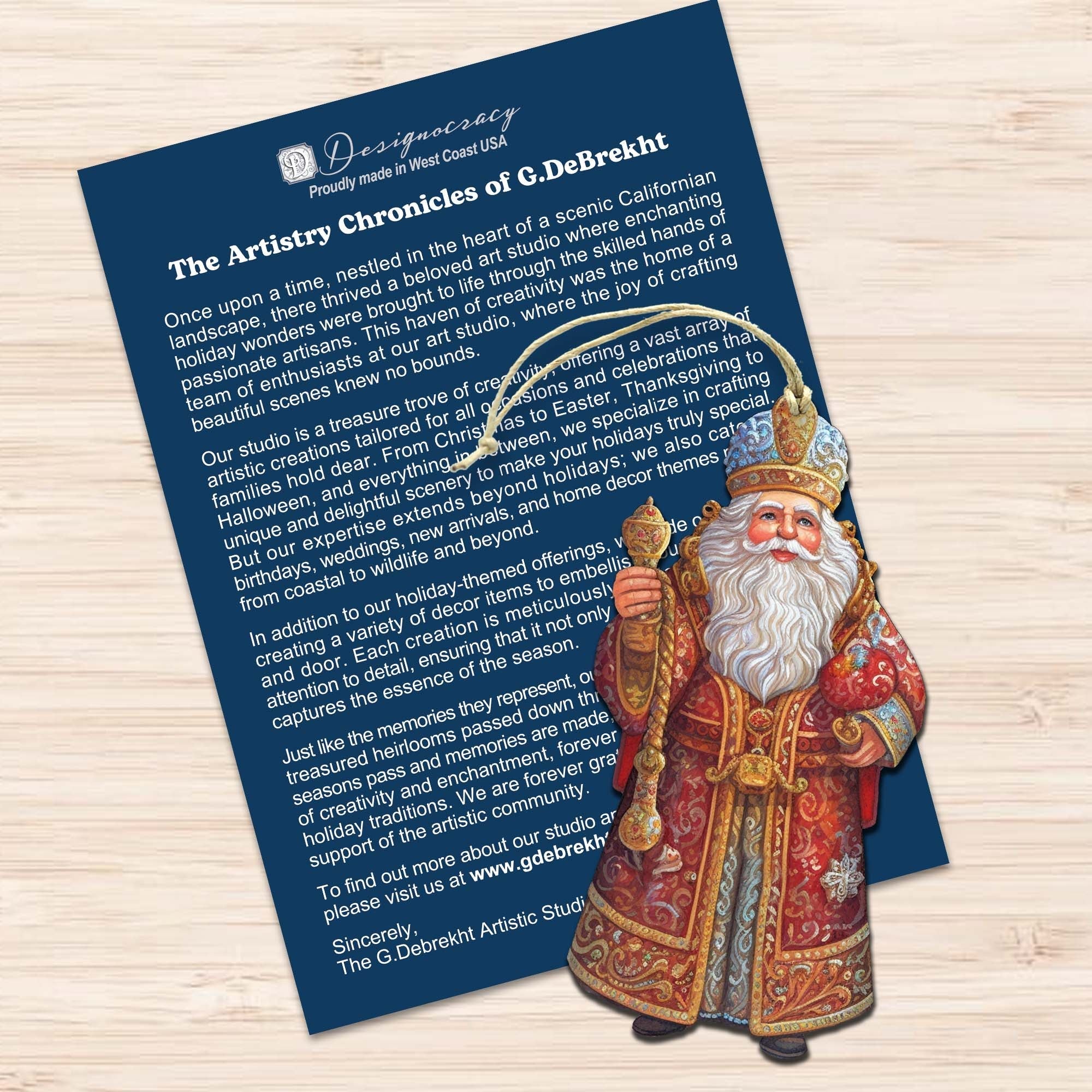 Santa Decorative Wooden Ornaments Set of 3 by G. Debrekht - Christmas Decor - 8091032-S3