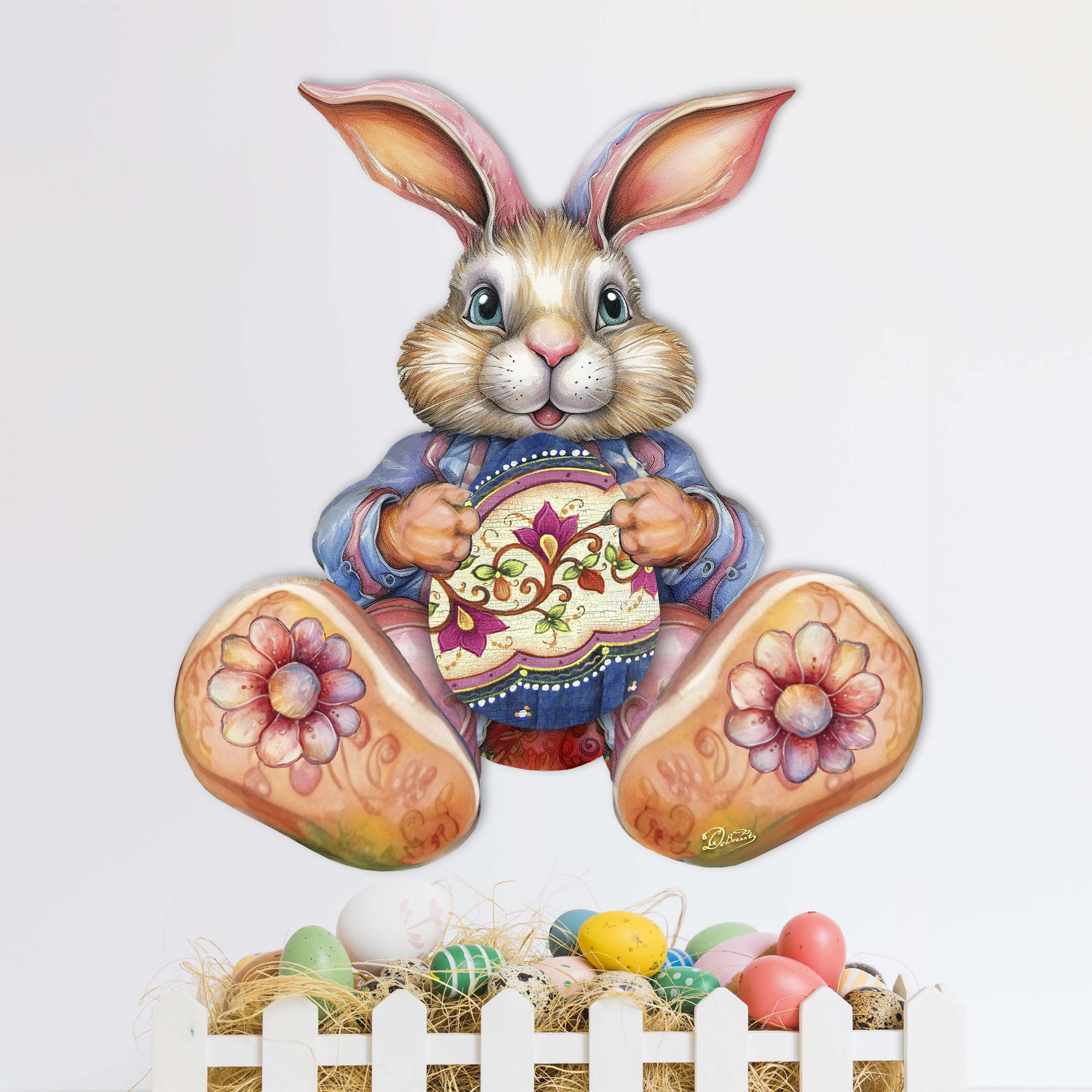 Easter Bunny Boy with Egg Holiday Door Decor by G. Debrekht - Easter Spring Decor - 8652767H