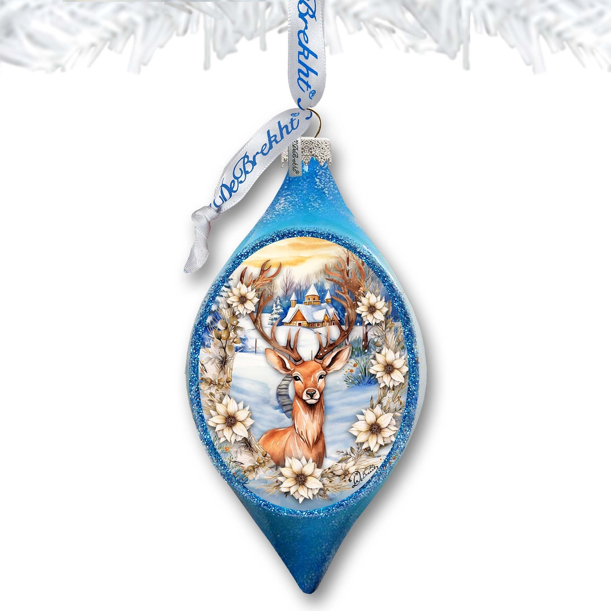 Majestic Forest Deer Drop Glass Ornament by G. Debrekht - Wildlife Holiday Decor - 757-047
