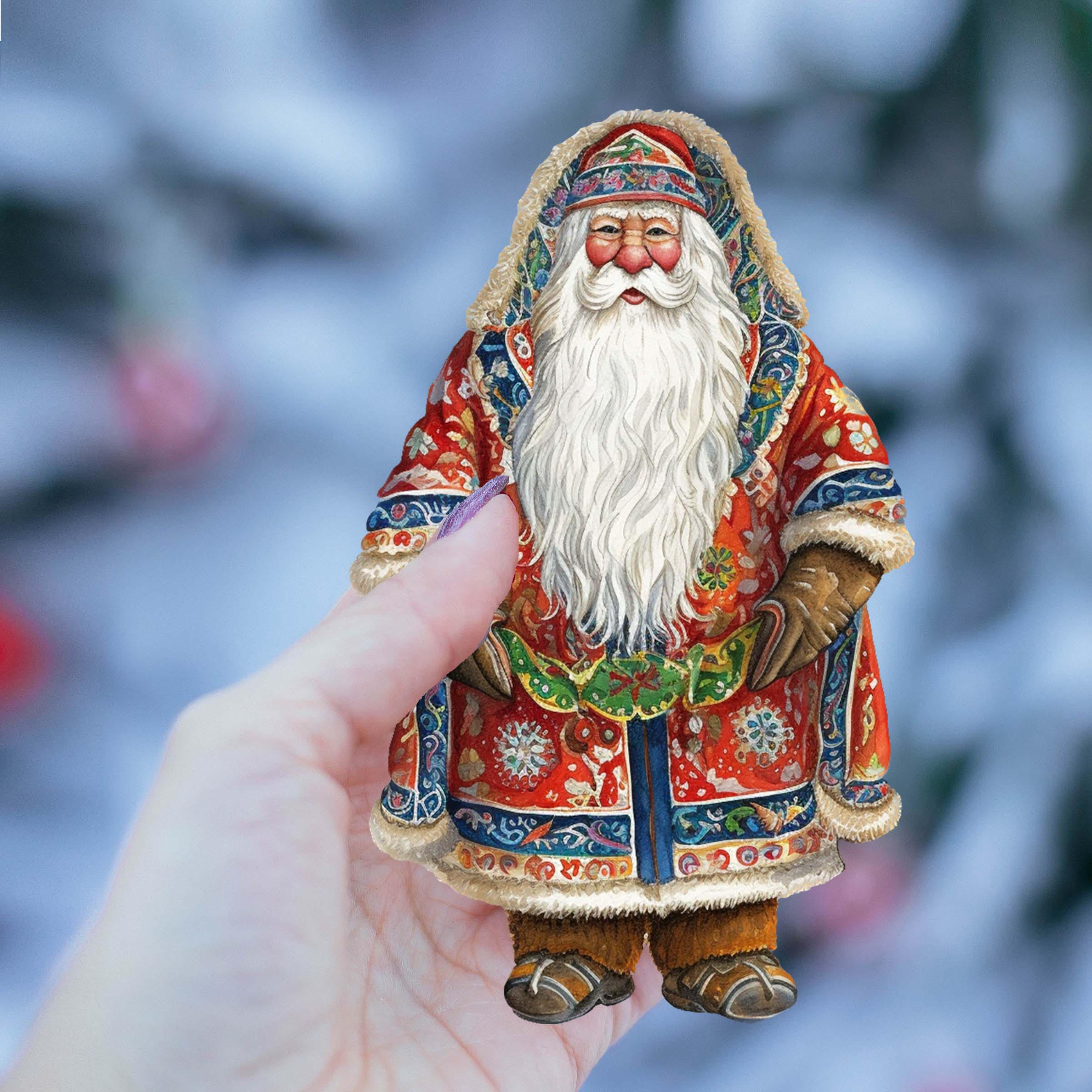 Santas Around the World - Alaskan Inspired Santa - Wooden Ornaments Set of 3 by G. DeBrekht Christmas Santa Snowman Decor - 8091314S3