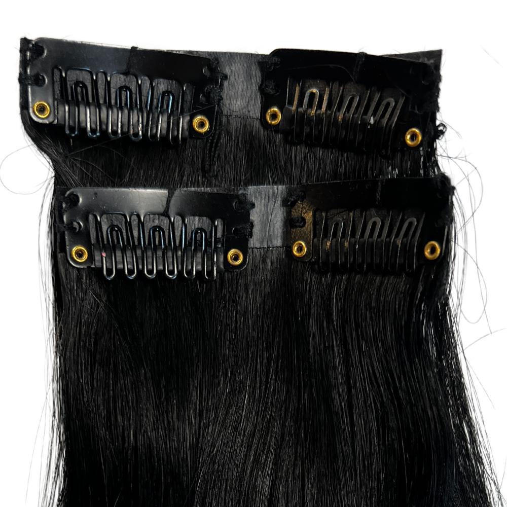 Jet Black Seamless Clip-In 100% Human Hair Extensions