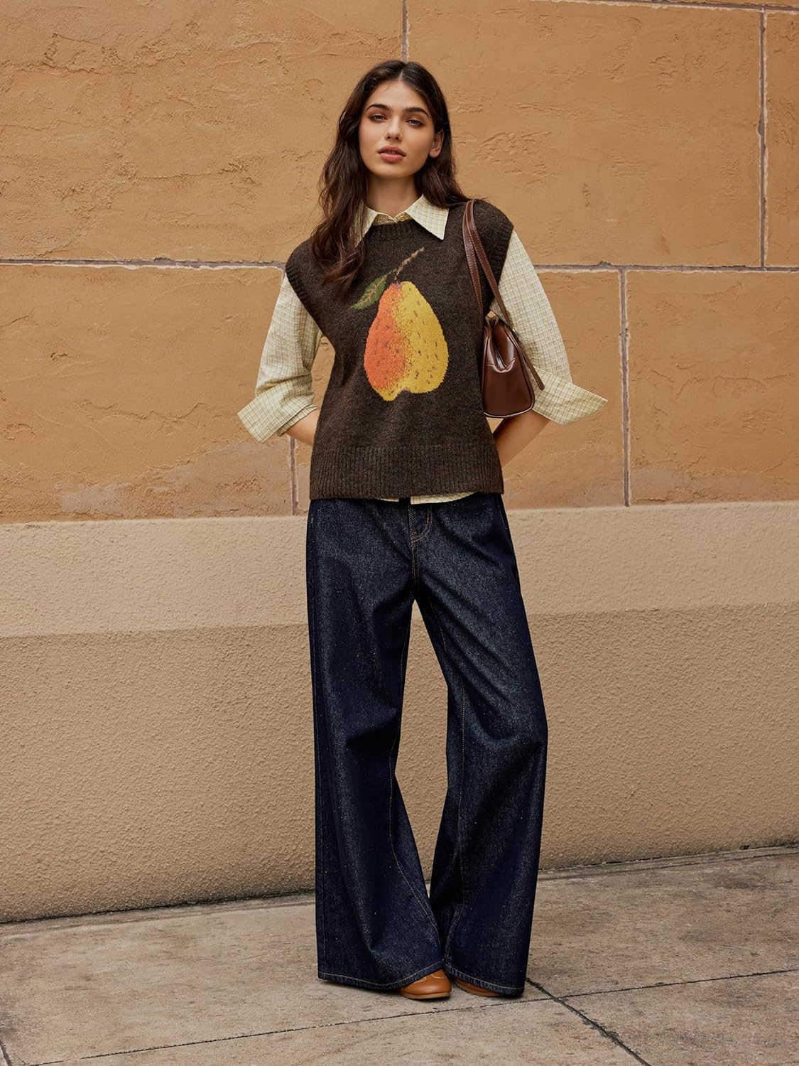 CIDER Women’s Sweater Vest Knit Sleeveless Pear Cute Graphic Sweater Vest Tank Top Fall Outfits