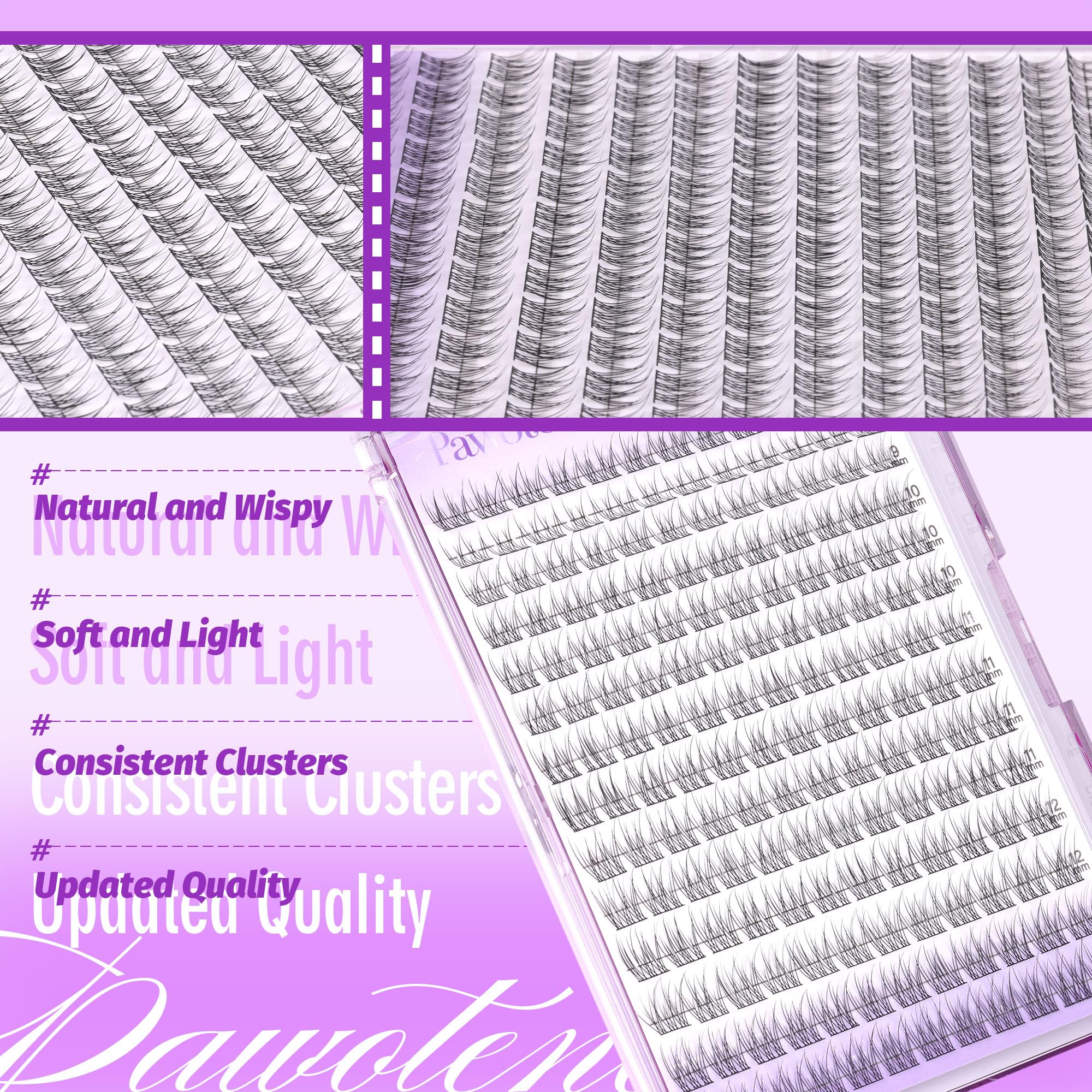 Pawotence Lash Extension Kit DIY 280pcs Lash Clusters Eyelash Extension Kit, 9-16mm 30D 40D Individual Lashes Kit with Lash Bond and Seal, Lash Tweezers for Self Use (30D&40D, 0.07D, 9-16mm, Kit)