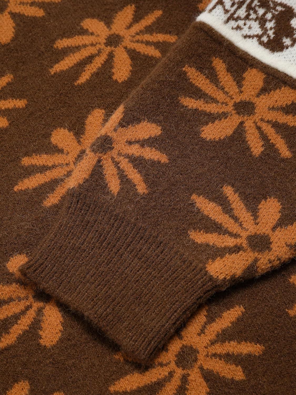 CIDER Cardigans for Women Trendy Mushroom Patchy V Neck Knit Button Down Conversational Pattern Oversized Cardigan