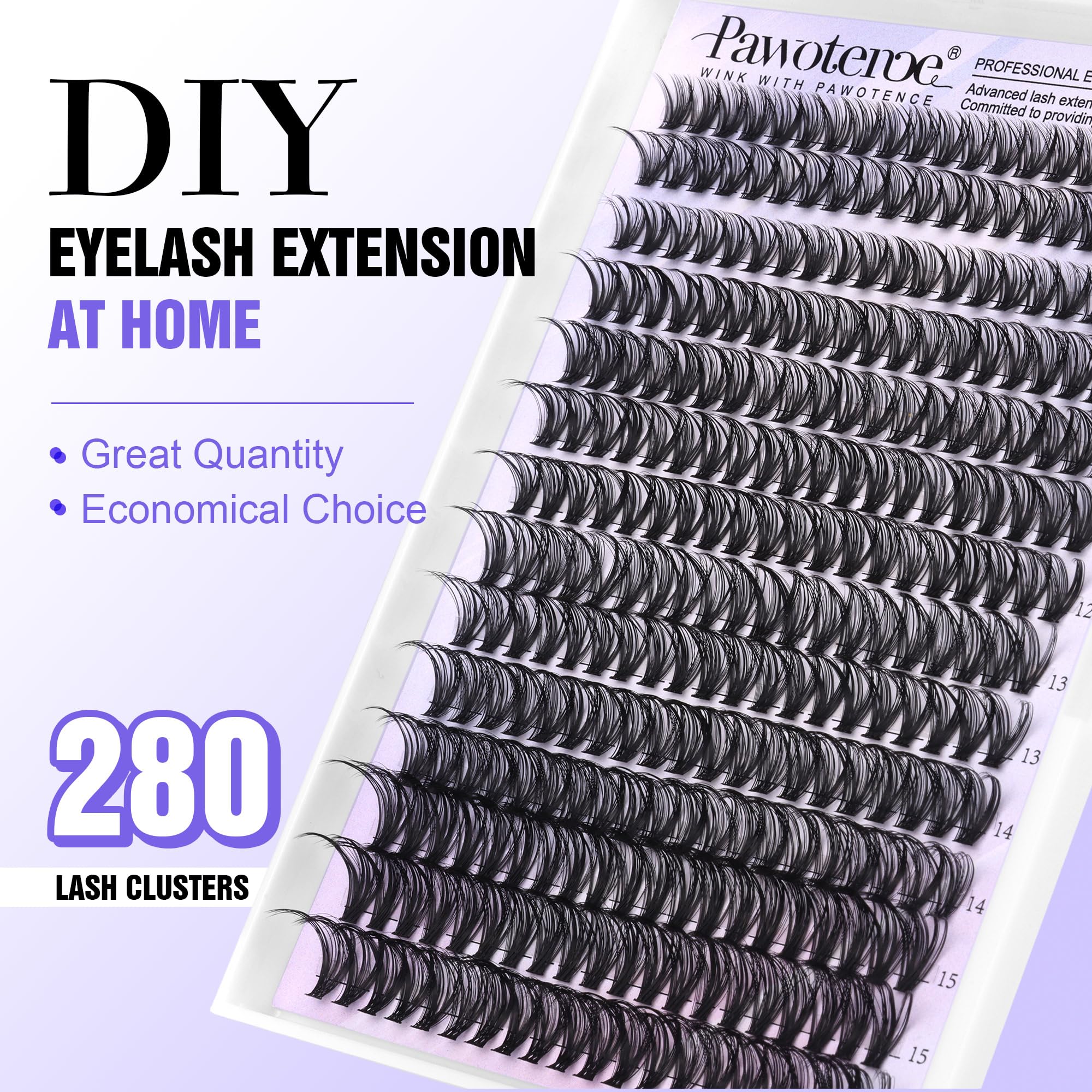 Pawotence Lash Extension Kit DIY 280pcs Lash Clusters Eyelash Extension Kit, 9-16mm 30D 40D Individual Lashes Kit with Lash Bond and Seal, Lash Tweezers for Self Use (30D&40D, 0.07D, 9-16mm, Kit)