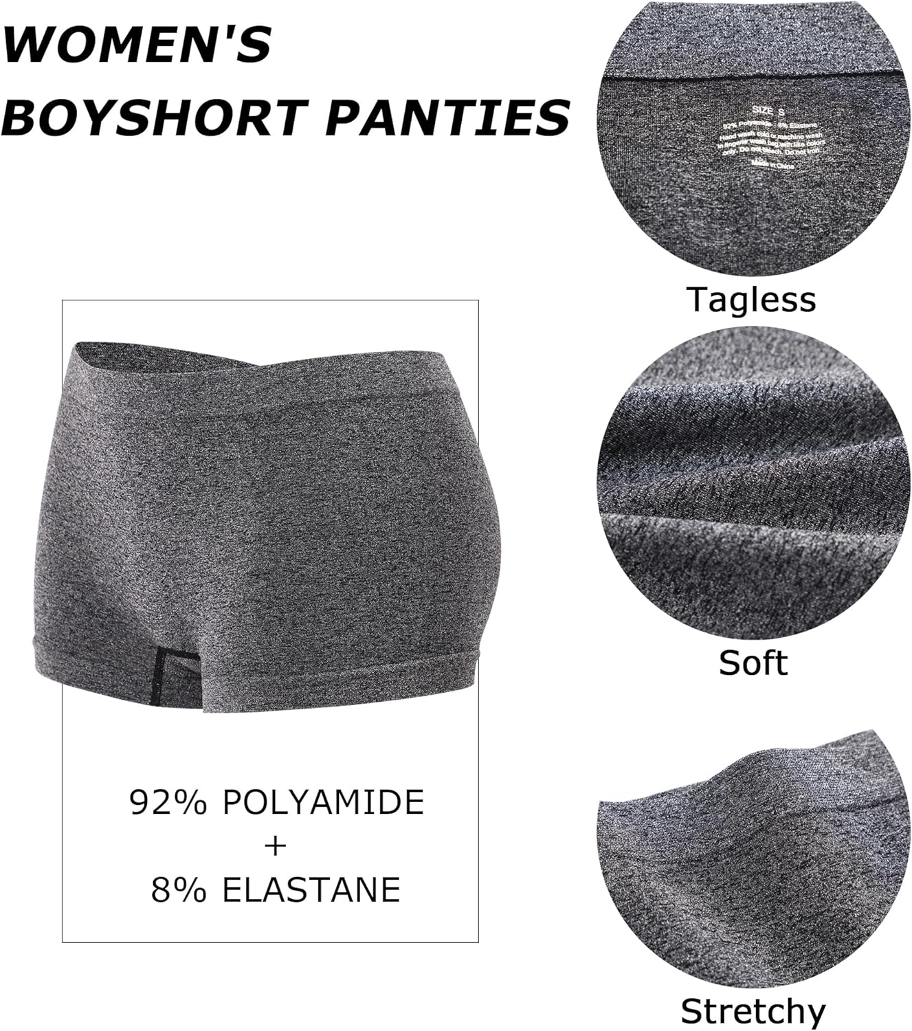 Womens Boyshorts Underwear Seamless Boxer Briefs Full Coverage Soft Stretch Boxer Shorts For Women 4 Pack