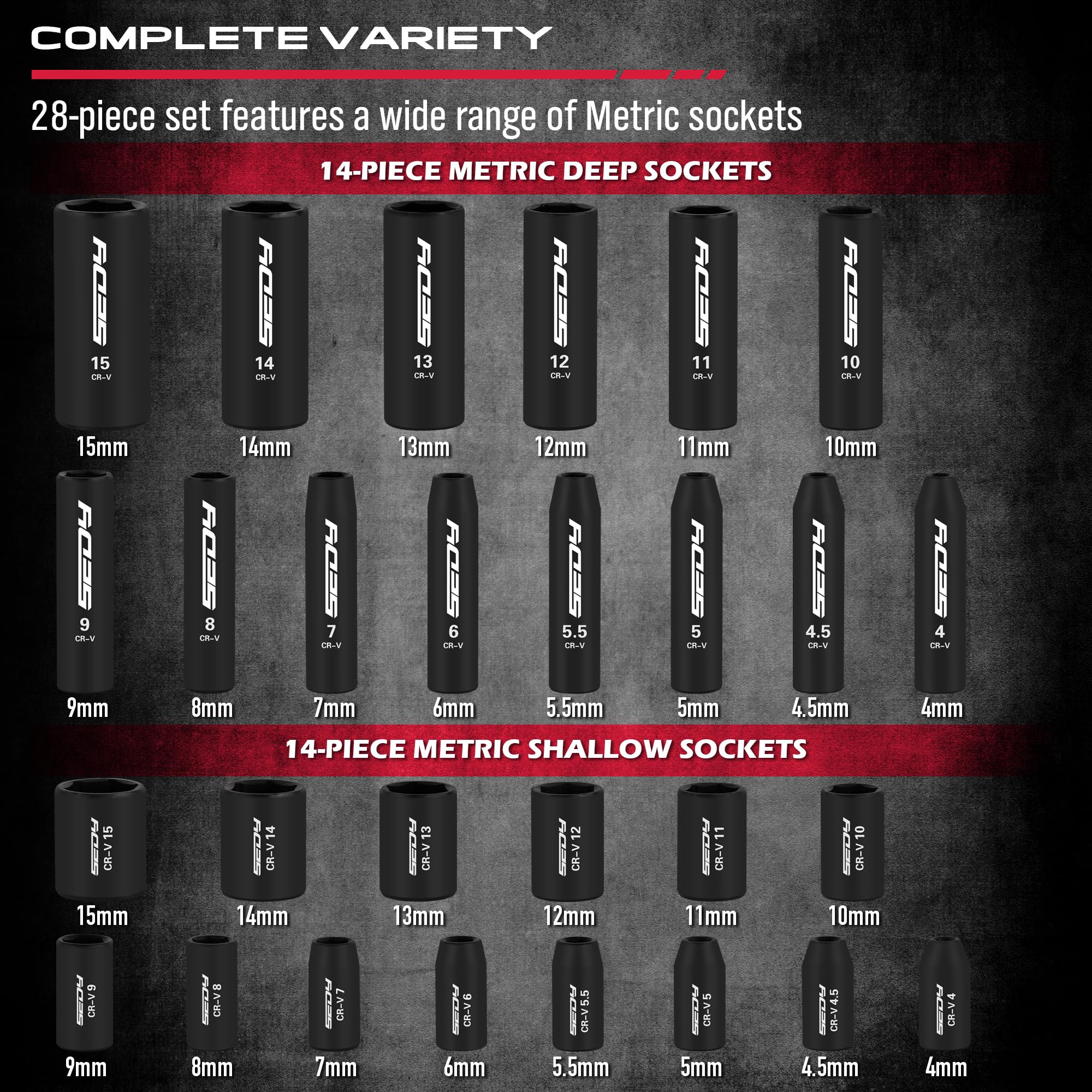 Hex Bit Impact Socket Set: 36-Piece with 4 Adapters, 1/4" 3/8" 1/2" Drive Master Allen Impact Socket Set, SAE and Metric, H5-H19 & 3/4"-5/64", Heavy Duty Storage Case, Automotive Mechanic