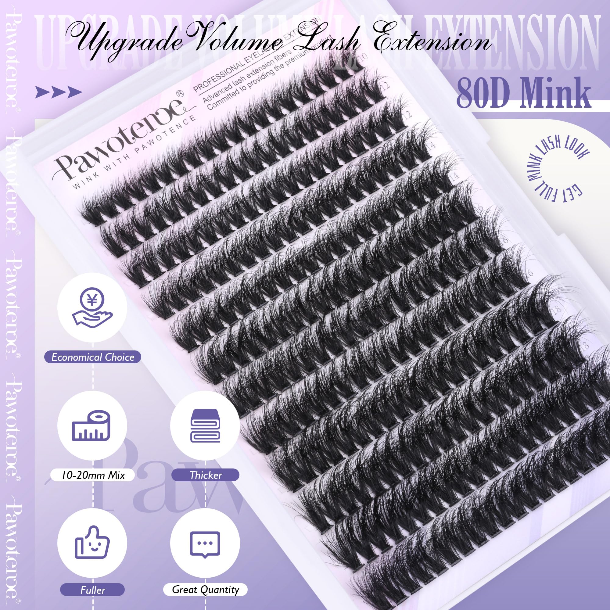Pawotence Lash Extension Kit DIY 280pcs Lash Clusters Eyelash Extension Kit, 9-16mm 30D 40D Individual Lashes Kit with Lash Bond and Seal, Lash Tweezers for Self Use (30D&40D, 0.07D, 9-16mm, Kit)
