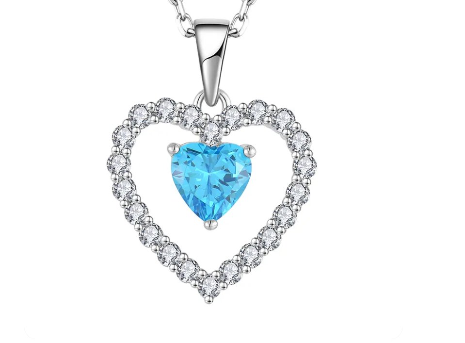 925 Sterling Silver Rhodium 1.1mm Cable Chain Lobster Clasp 0.05ct Diamond Open Love Heart Necklace 18 Inch Jewelry Gifts for Women