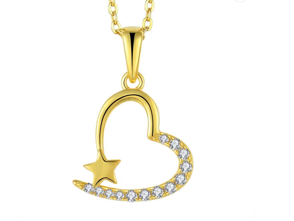 925 Sterling Silver Rhodium 1.1mm Cable Chain Lobster Clasp 0.05ct Diamond Open Love Heart Necklace 18 Inch Jewelry Gifts for Women