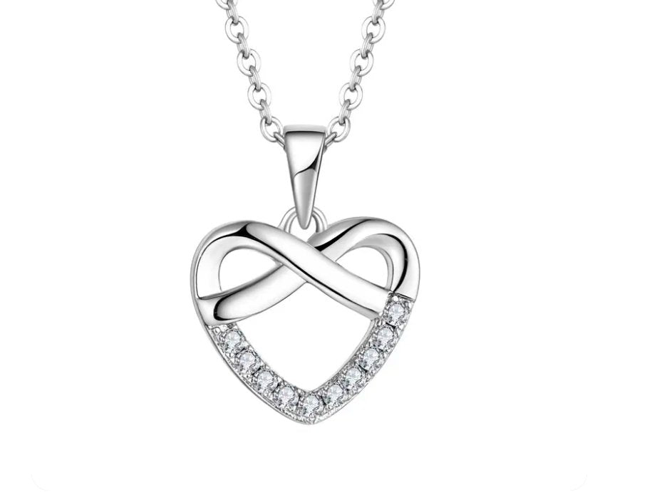 925 Sterling Silver Rhodium 1.1mm Cable Chain Lobster Clasp 0.05ct Diamond Open Love Heart Necklace 18 Inch Jewelry Gifts for Women