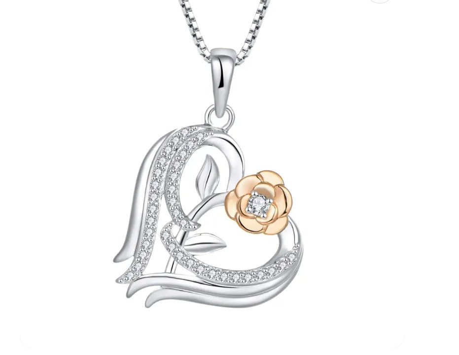 925 Sterling Silver Rhodium 1.1mm Cable Chain Lobster Clasp 0.05ct Diamond Open Love Heart Necklace 18 Inch Jewelry Gifts for Women