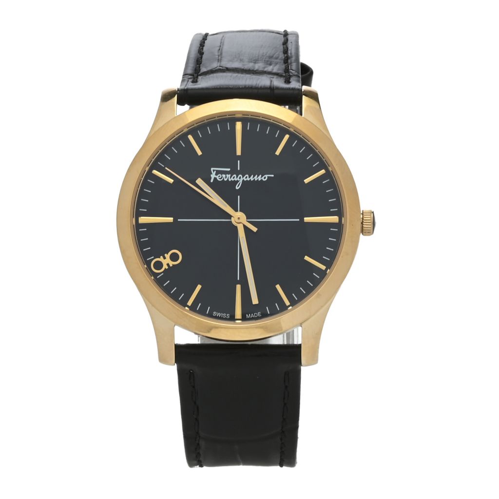 Ferragamo Women's Slim Swiss Made Quartz Leather Strap Watch by Steals