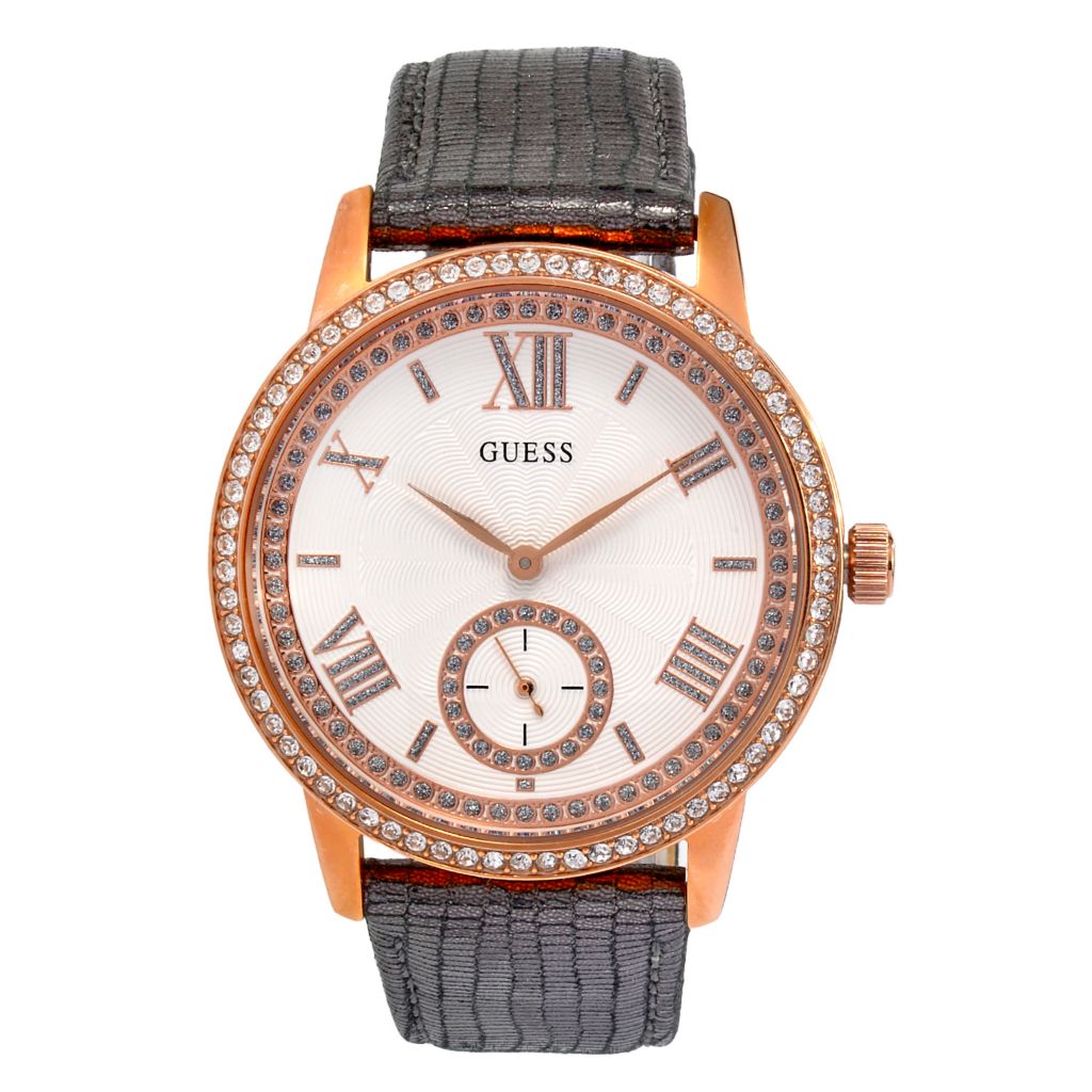 Guess Women's Gramercy Quartz Crystal Accented Strap Watch by Steals