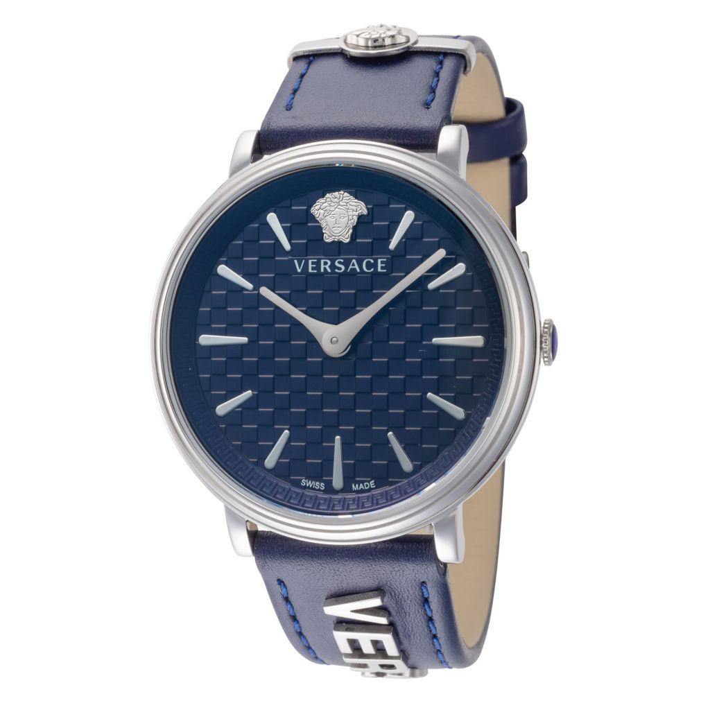 Versace Women's V-Circle Swiss Made Quartz Leather Strap Watch by Steals