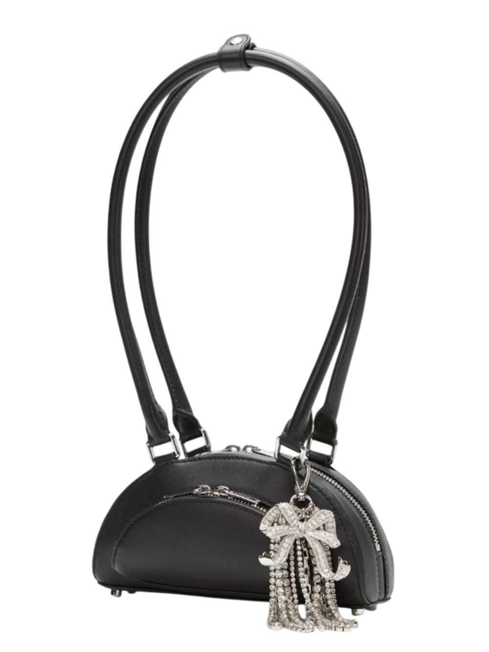 Self-Portrait Women Mini Black Leather Charm Crossbody Bag