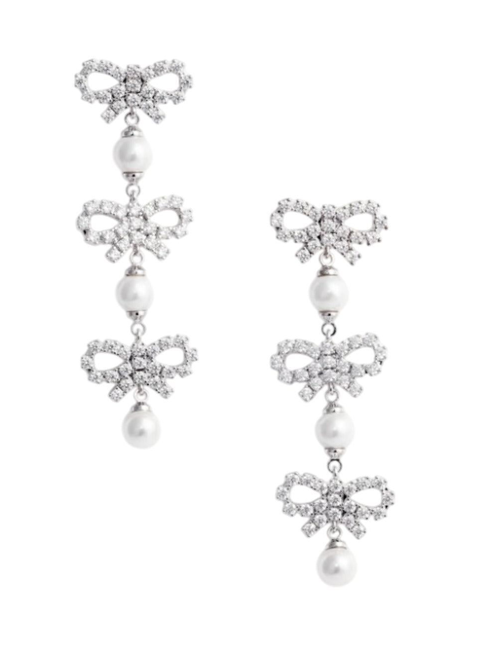 Self-Portrait Women Micro Bow Tiered Pearl Earrings