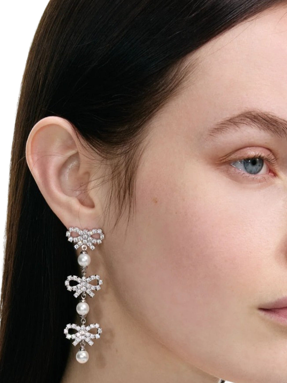 Self-Portrait Women Micro Bow Tiered Pearl Earrings