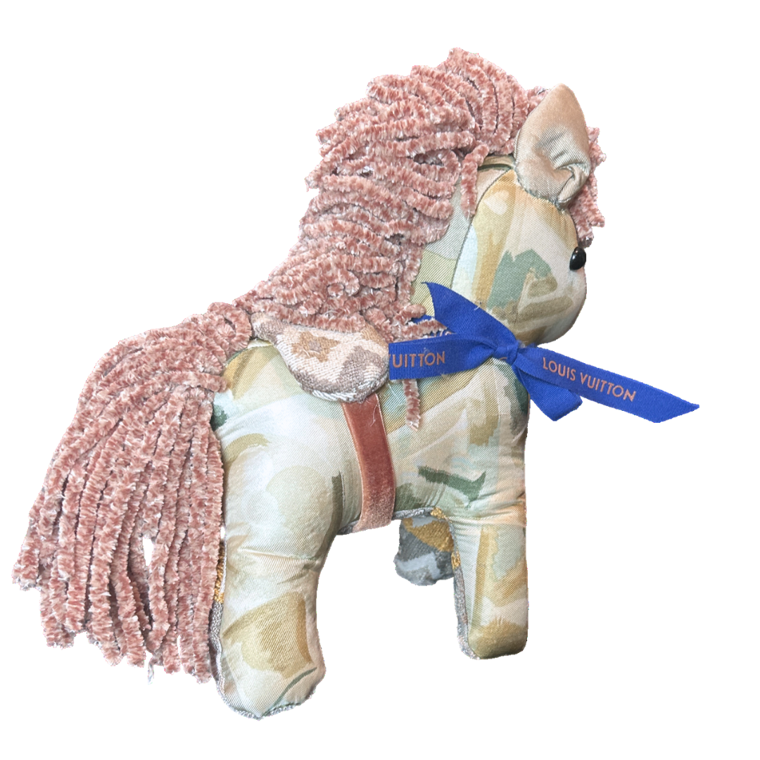 LV Au Fils du Temps Vintage Silk Scarf Patchwork Pony