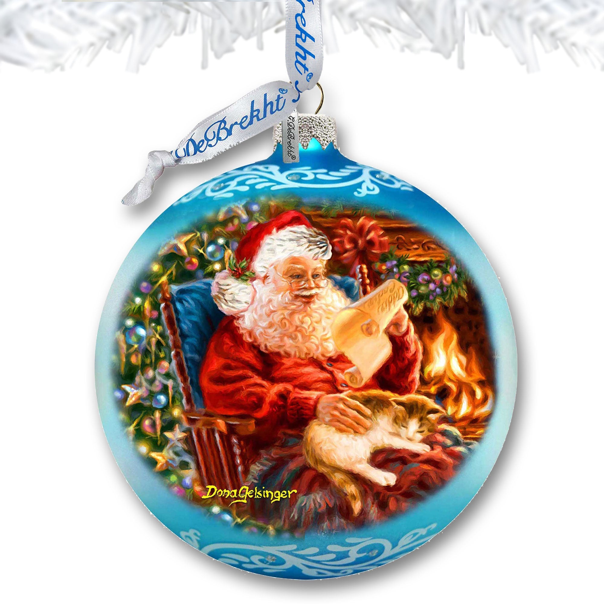 House Warming Santa Lg Glass Ornament in Blue by Gelsinger - Christmas Décor - 73924B-DG