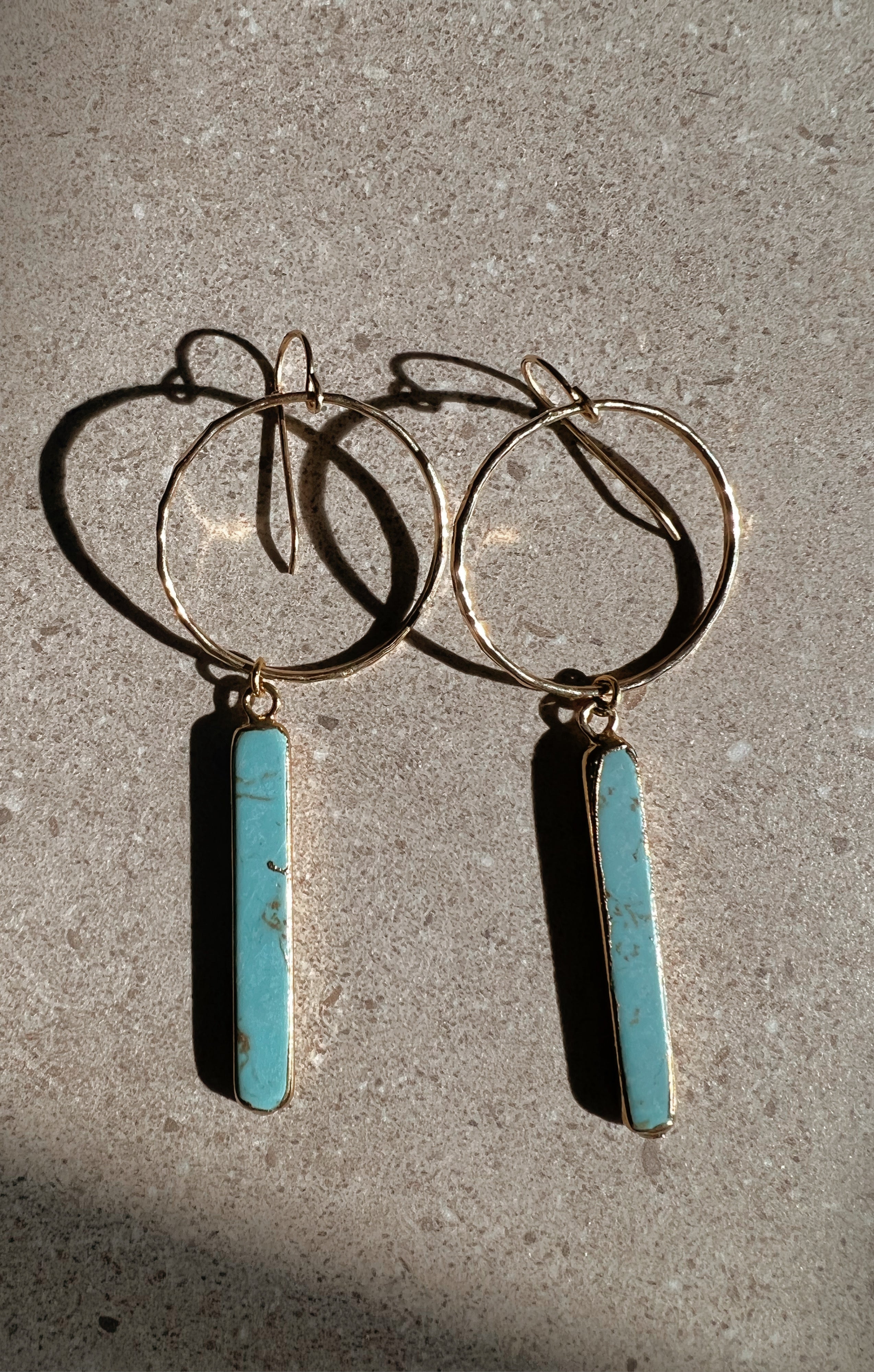 Mini Turquoise Bar Hoops by Toasted Jewelry