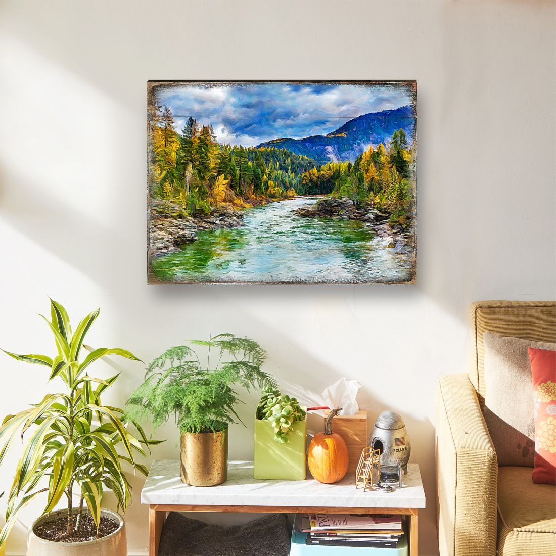 Forest River Art Wooden Wall Art by Nature Wonders - Nature Wildlife Décor - 95246B