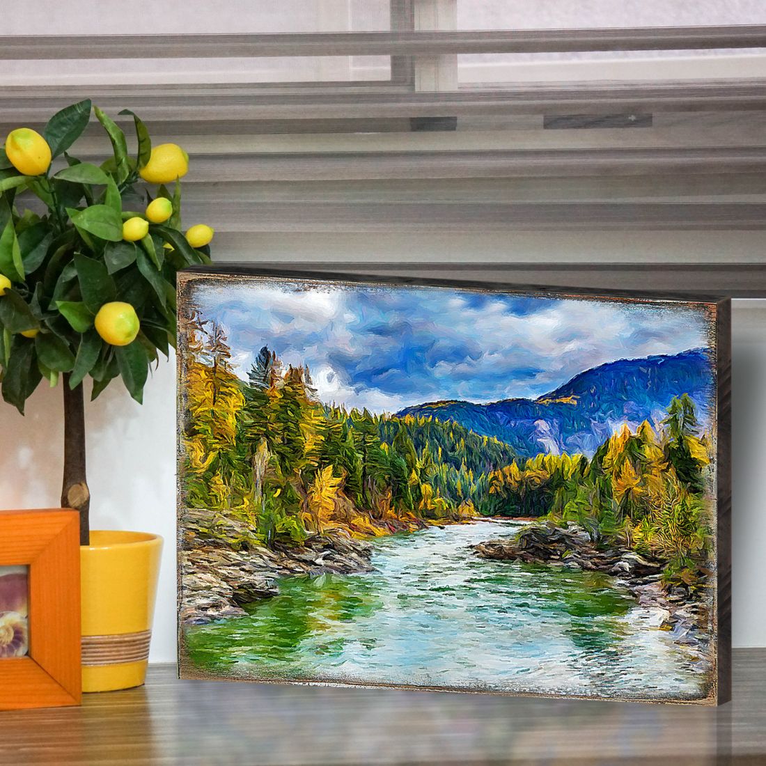 Forest River Art Wooden Wall Art by Nature Wonders - Nature Wildlife Décor - 95246B