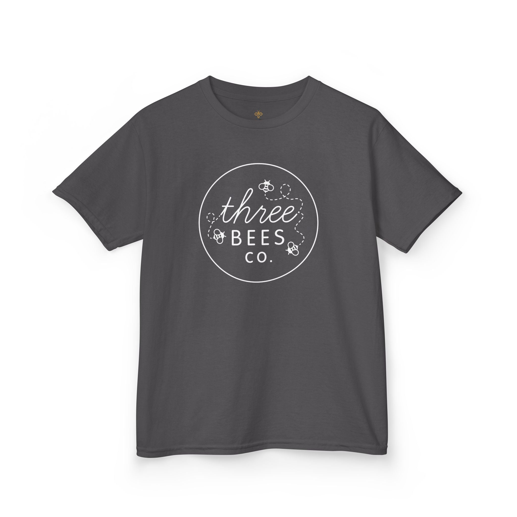 Kids Heavy Cotton Gildan Three Bees Classic Logo in White Hive Tee