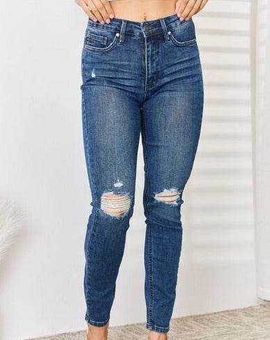 Judy Blue Full Size High Waist Distressed Slim Women Jeans