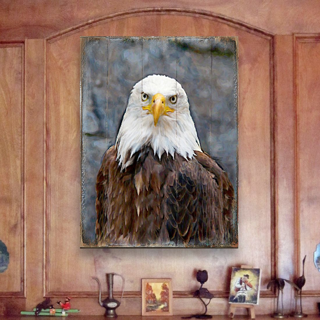 Eagle Portrait Art Wooden Wall Art by Nature Wonders - Nature Wildlife Decor - 95296B