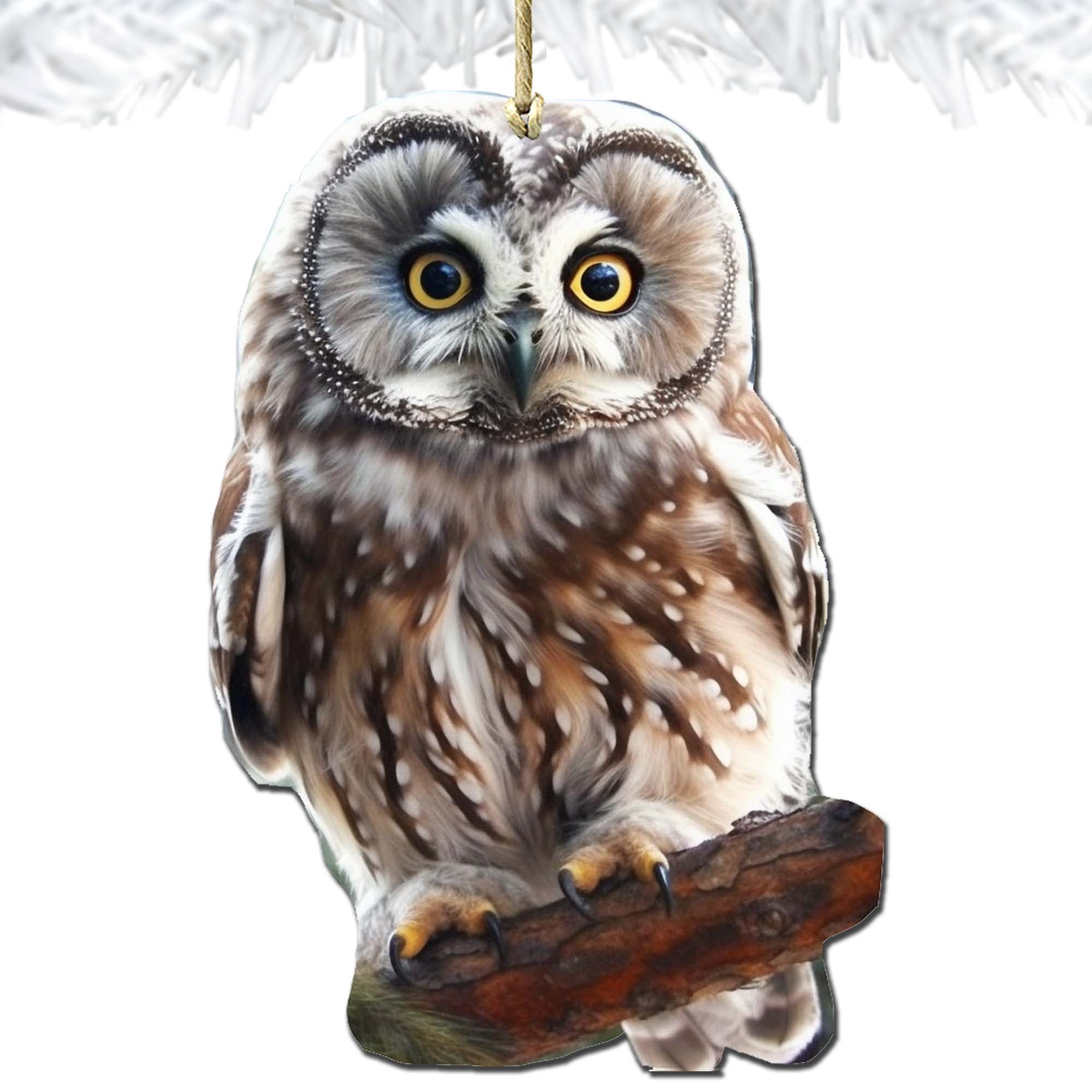 Alaskan Boreal Owl Wooden Ornaments by G.Debrekht - Wildlife Holiday Decor - 8710004-3