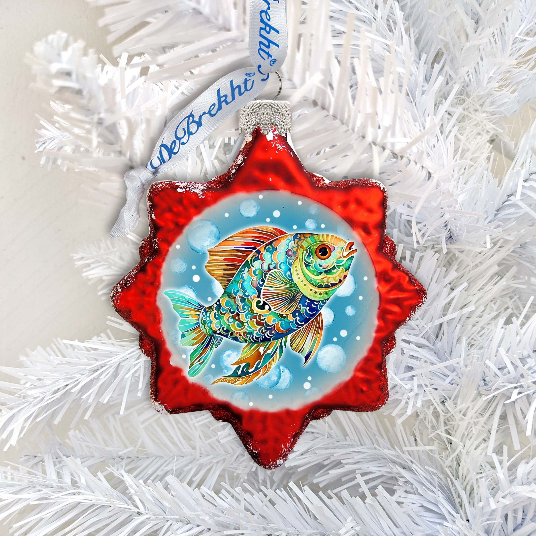Coastal Decorations - Colorful Fish Keepsake Glass Ornaments by G. Debrekht - Christmas Decor - 777409