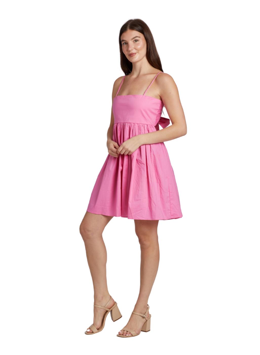 Eloise Bow Back Dress - Pink Peony