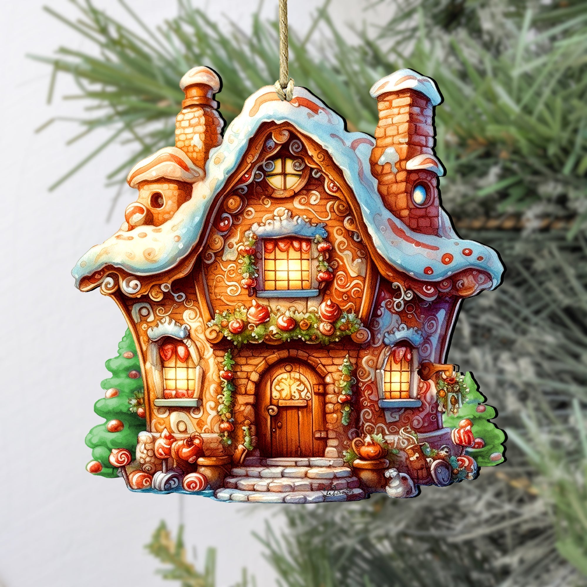 Fairy Tale House Wooden Ornaments by G. Debrekht - Christmas Decor - 8100191-1