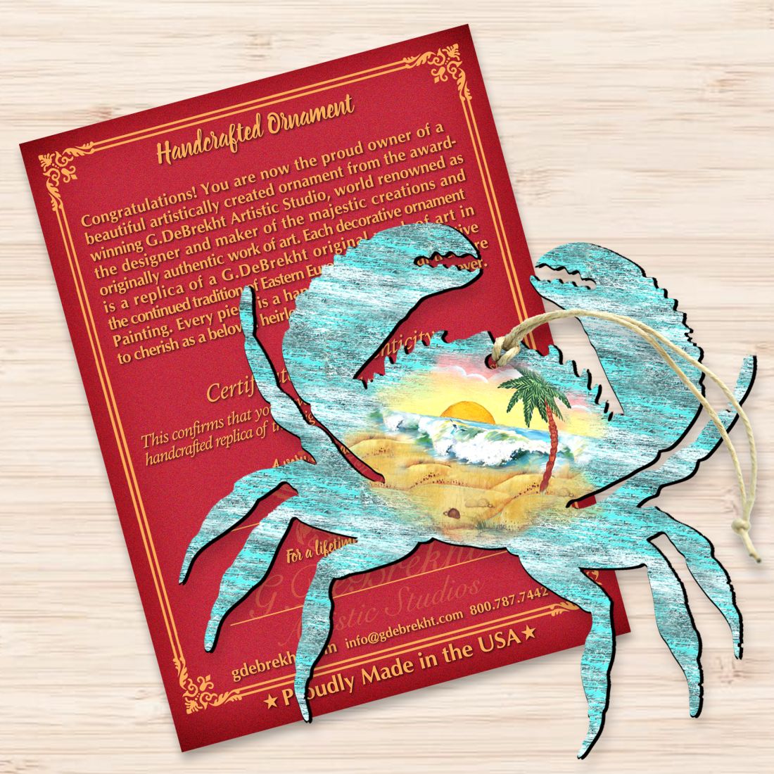 Crab Wooden Ornaments by G. DeBrekht - Coastal Holiday Decor - 8198511