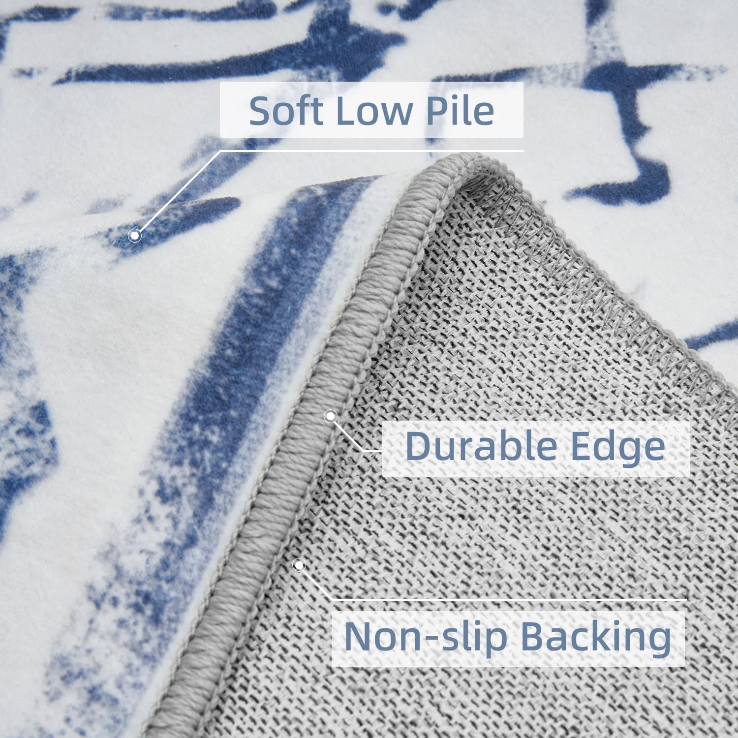 9x12 Area Rugs for Living Room-Non Slip Machine Washable Rug Modern Moroccan Boho Rug Super Soft Indoor Carpet Large Area Rug for Bedroom Dining Room Office Playroom, Blue