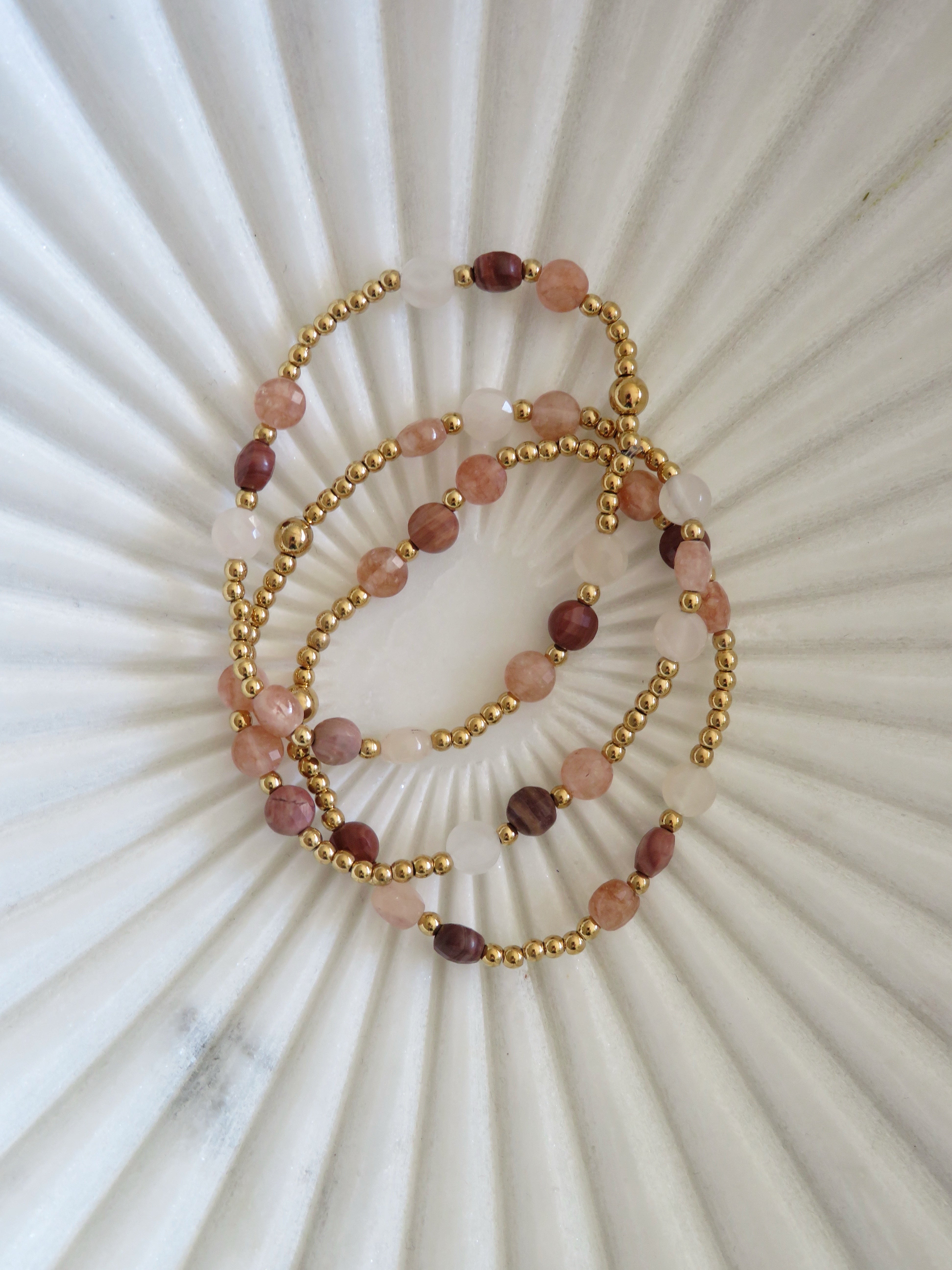 Gold Beaded Elegant Crystal Waterproof Non-Tarnish Bracelets