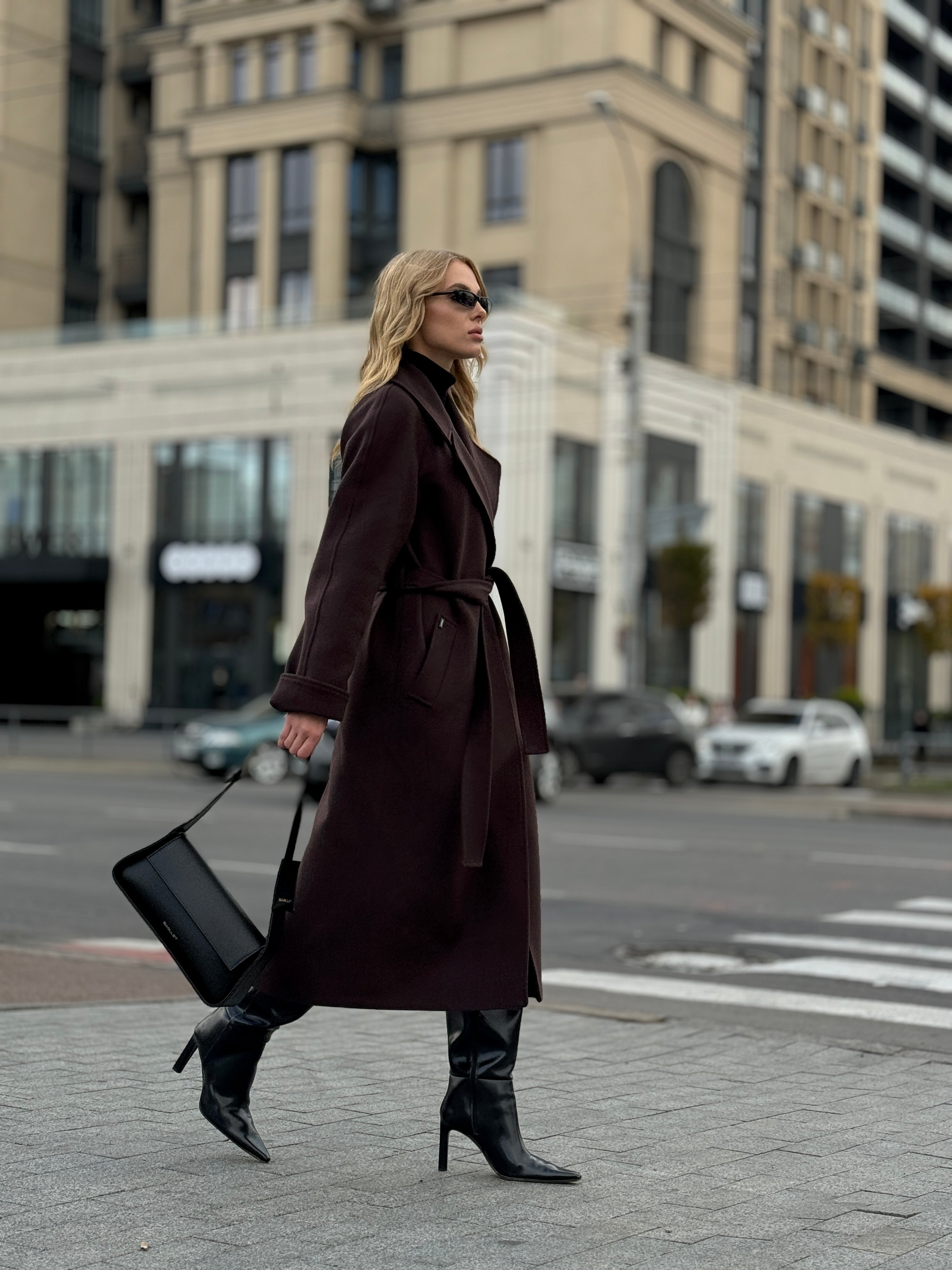 Emily Classic Wool Blend Overcoat in Rich Chocolate