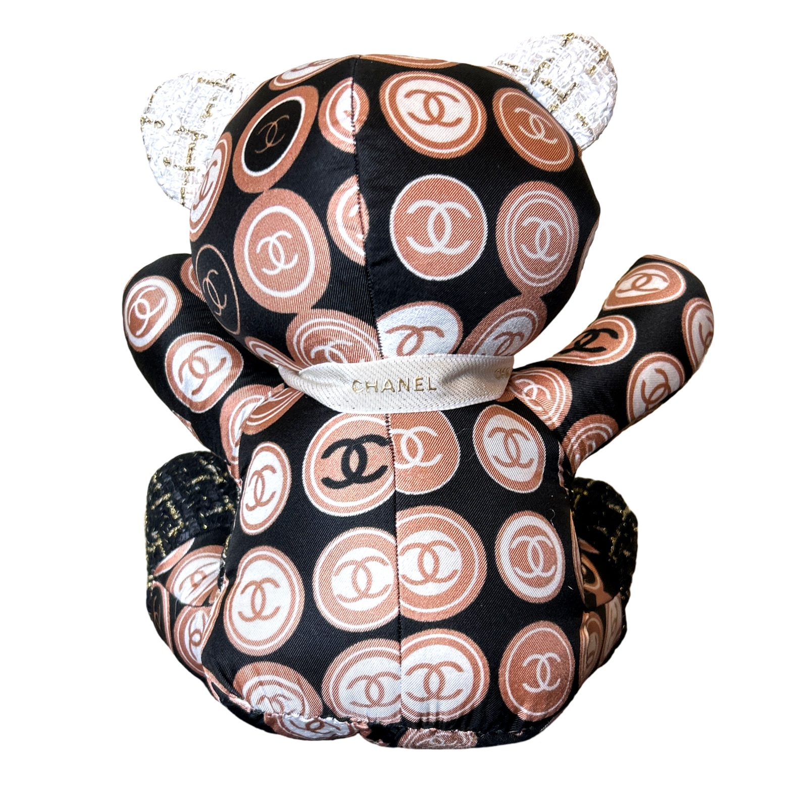 CC Logo Vintage Silk Scarf Patchwork Teddy Bear
