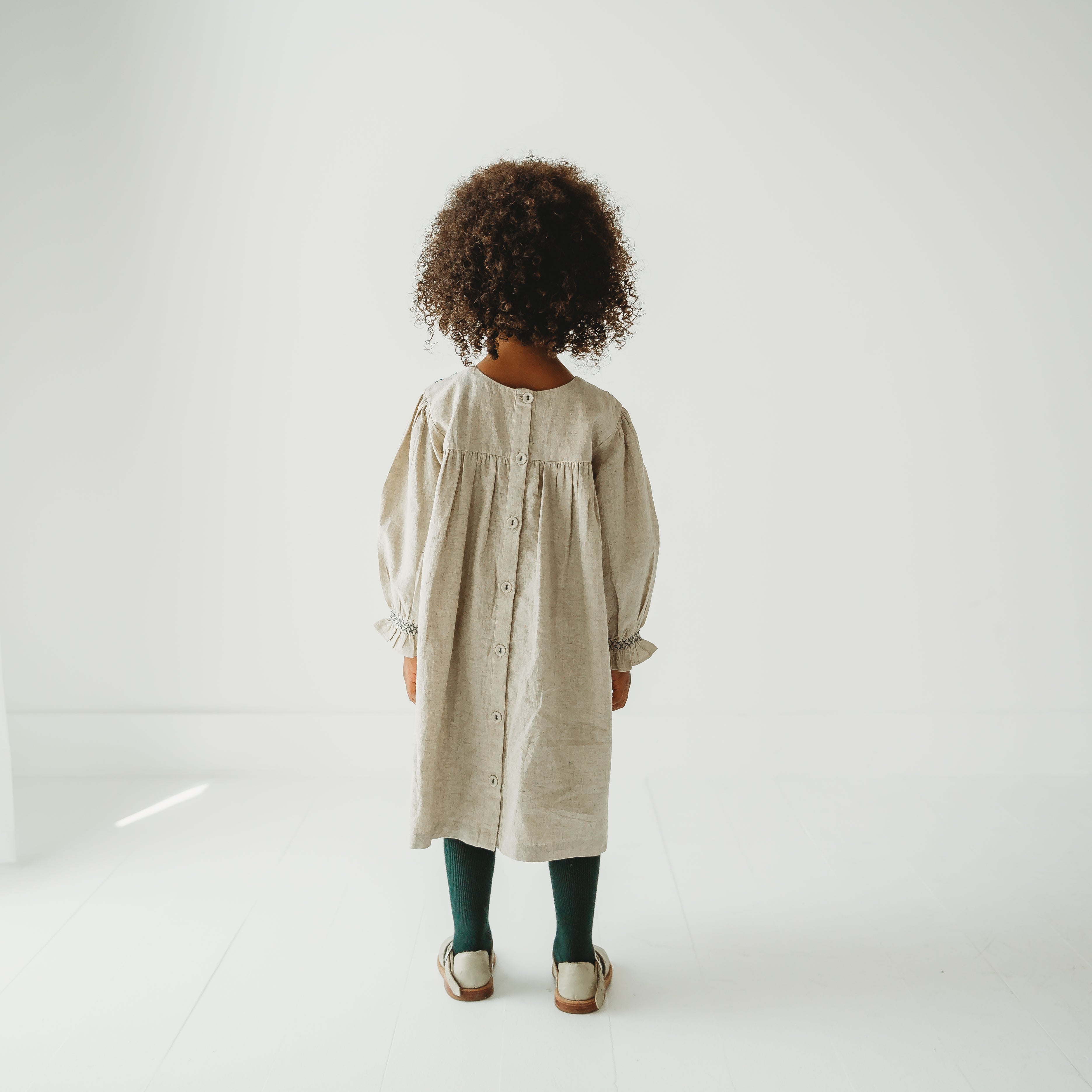Meadow Breeze Linen Embroidered Oasis Dress