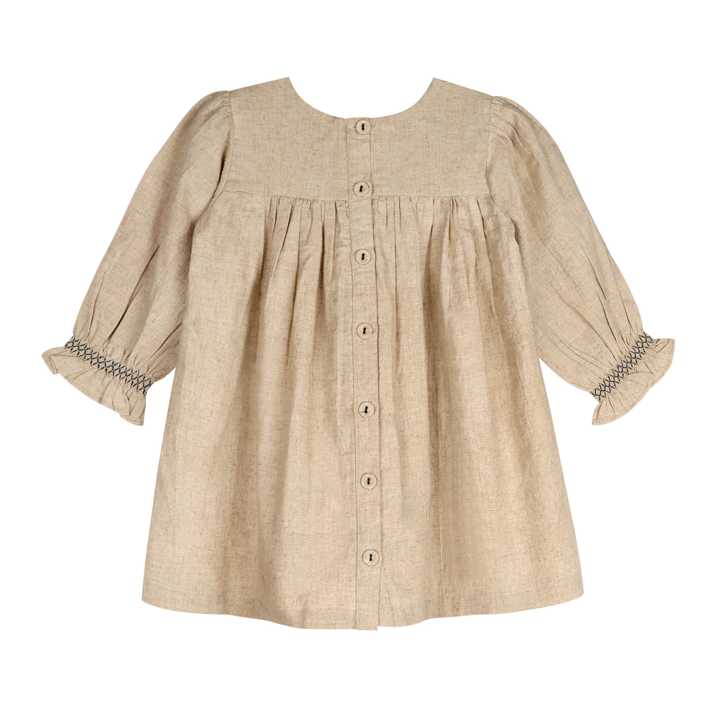 Meadow Breeze Linen Embroidered Oasis Dress