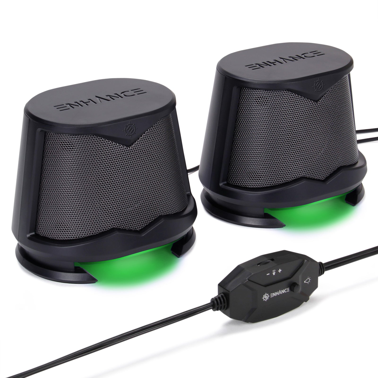 Enhance SB2 USB Powered LED Speakers – Green LED / 10 W Peak