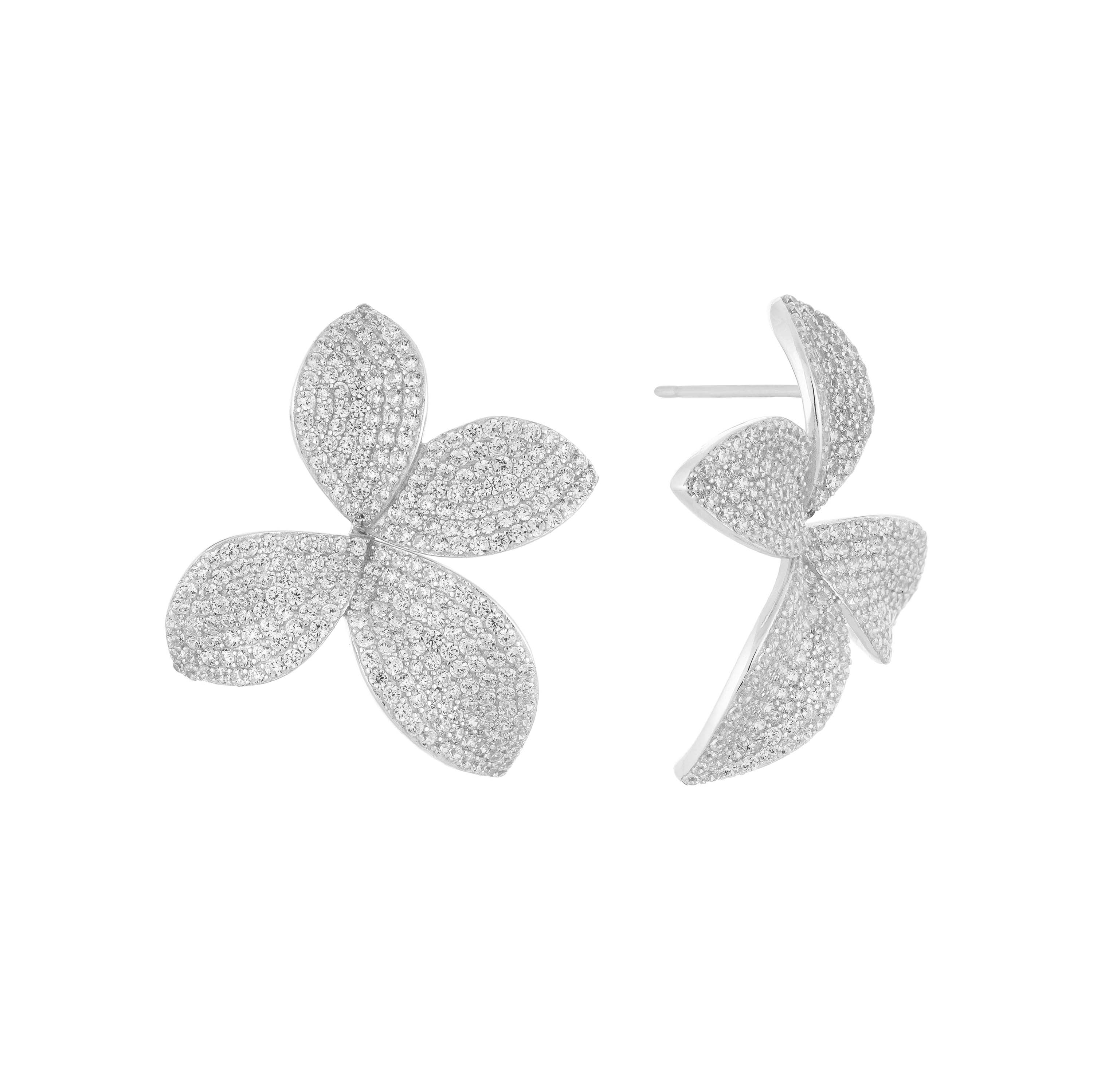 Silver Pavé Fancy On The Ear Stud Earring - Adina's Jewels