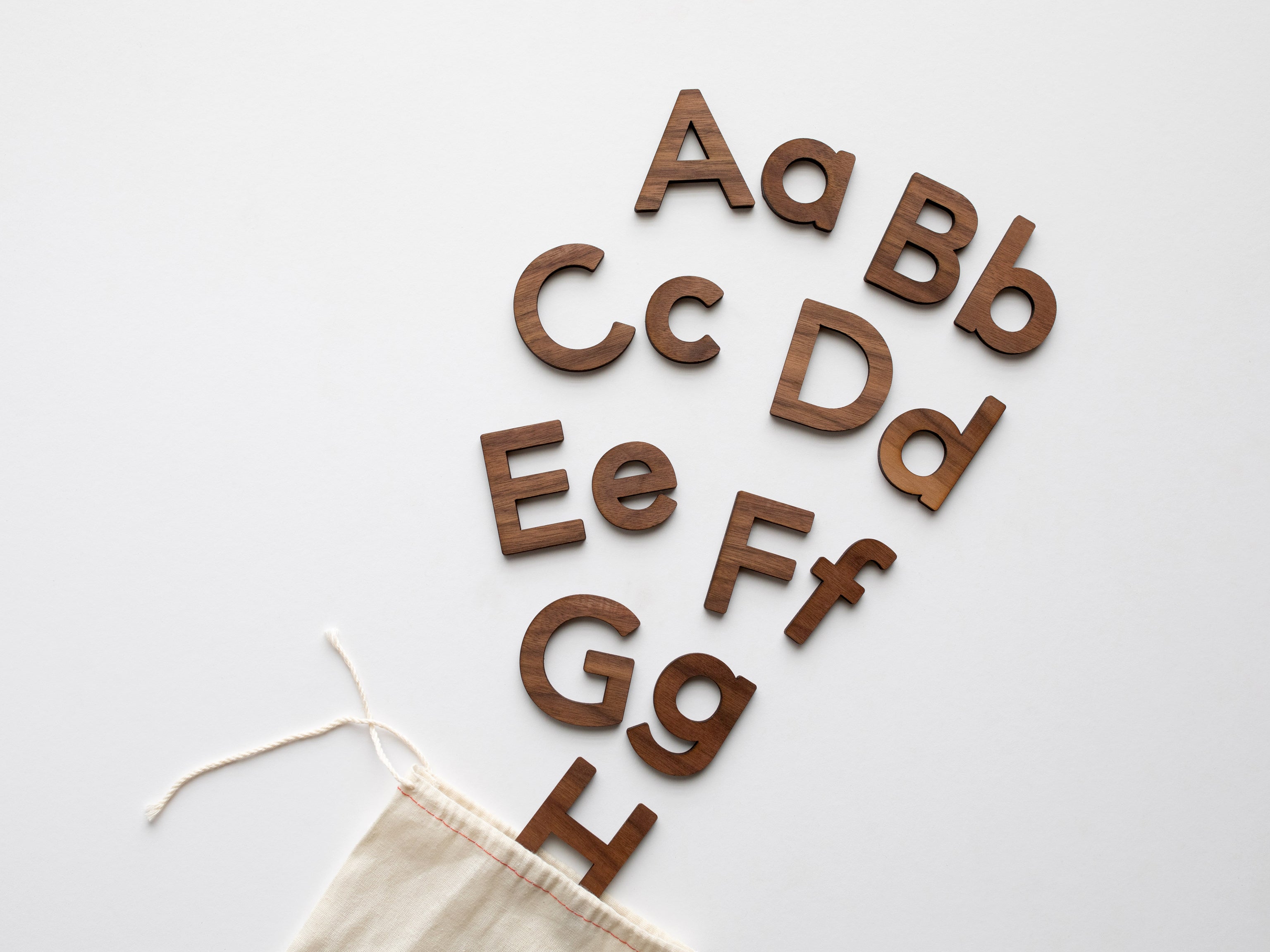 Wooden Alphabet Set • Wood Letters & Movable Alphabet in Walnut
